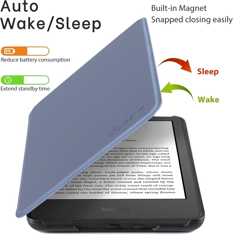 CoBak Case for All New 6 Inch E-Reader 2024 and 2022 (11 Generation) - PU Leather Smart Cover, Auto Sleep and Wake, not Compatible with Kobo Clara.Purple - Image 4